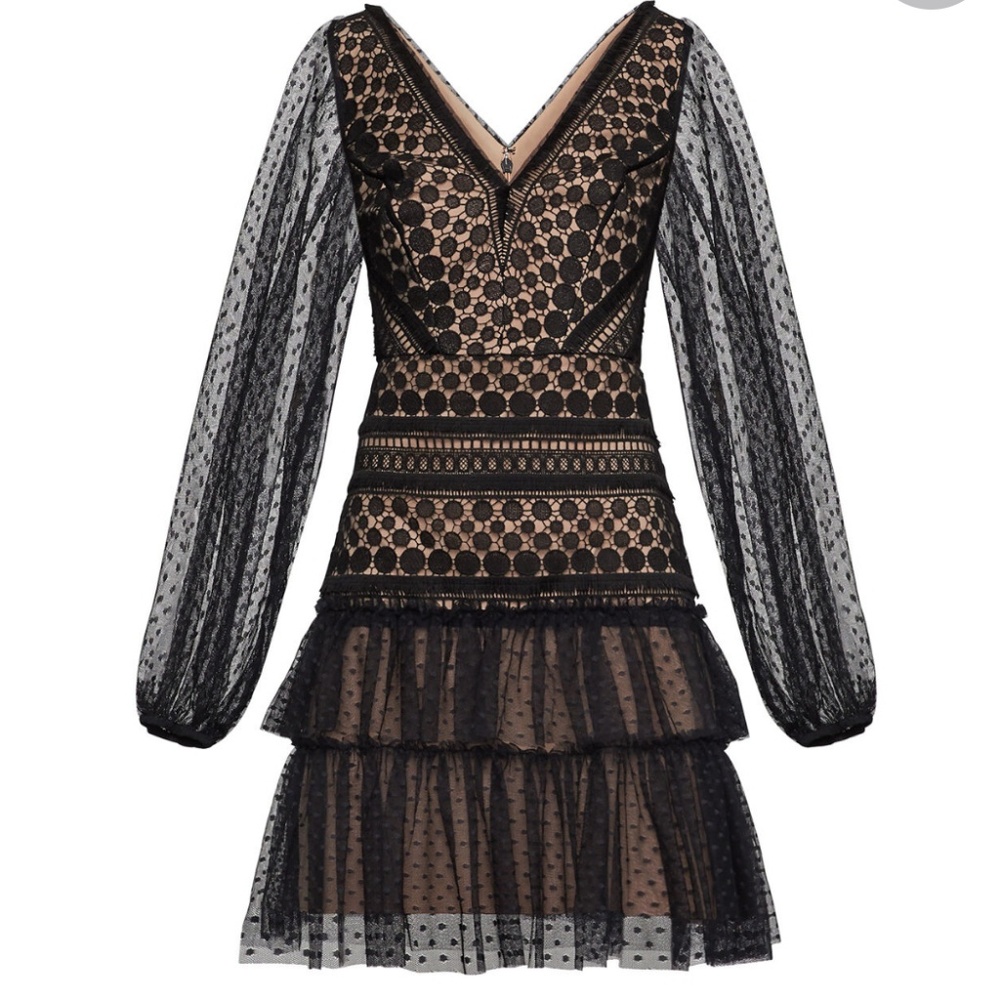 Circle Lace Black Cocktail Dress - Picture 3 of 15